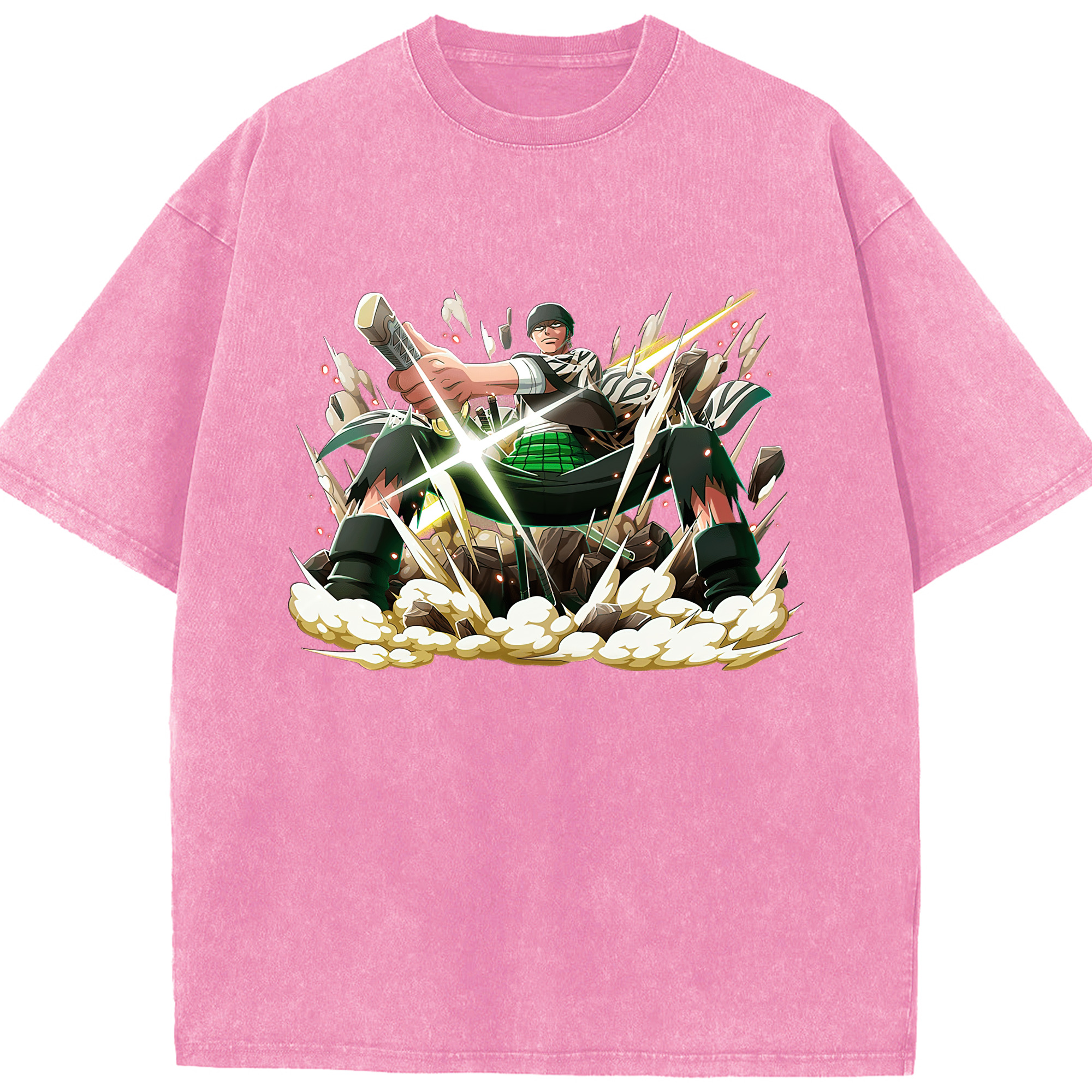 ワンピース ロロノア・ゾロ ONE PIECE Roronoa Zoro 綿100% ヴィンテージ風 半袖Tシャツ（フロントプリント）